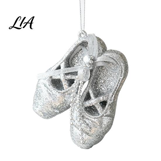 Atmosphere Creating Holiday Ornaments Glitter Ballet Shoes Christmas Ornament, Plastic Dancing Tree Hanging Home Party Decoration with Bow