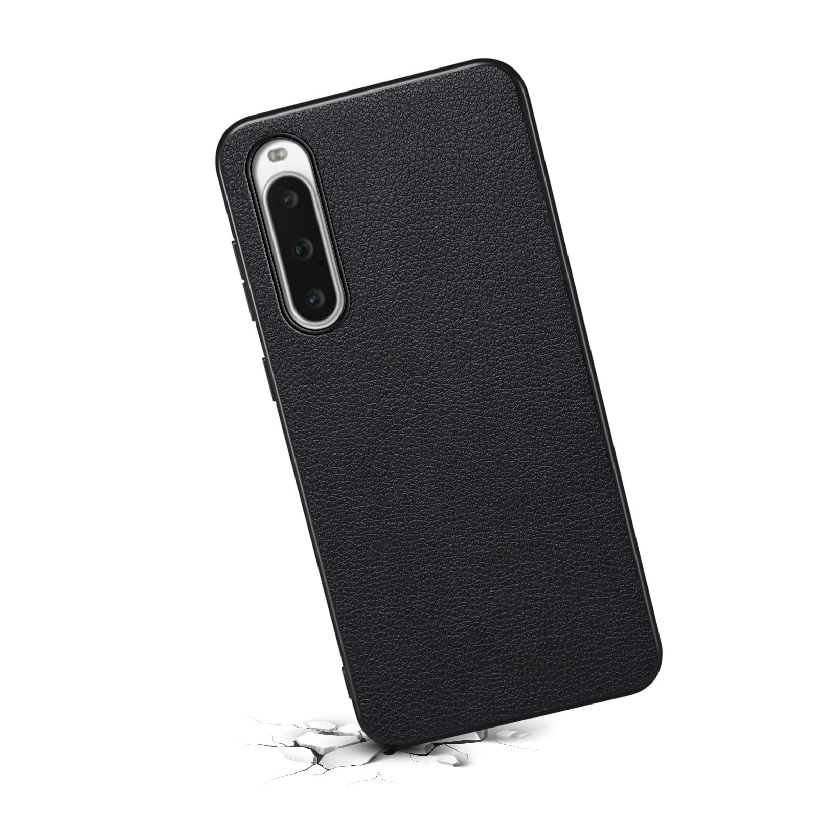 

For Sony Xperia 10 V Case Anti-Scratch PU+PC+TPU Hybrid Phone Cover Black