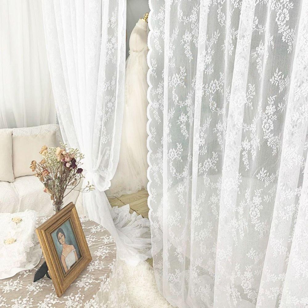 Airy For Living Room Sheer Curtain Pastoral Home Decoration Fabric Drapes Drapes Floral Tulle