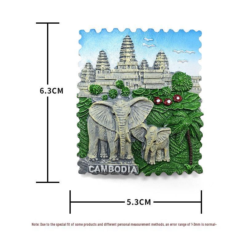 Kambodscha Kultureller Harz-Kühlschrankmagnet Souvenir