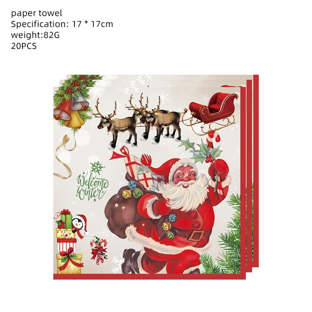 Christmas Santa Claus Theme Disposable Tableware Sets Merry Christmas Decorations Paper Napkins Cups Plates Xmas Party Supplies