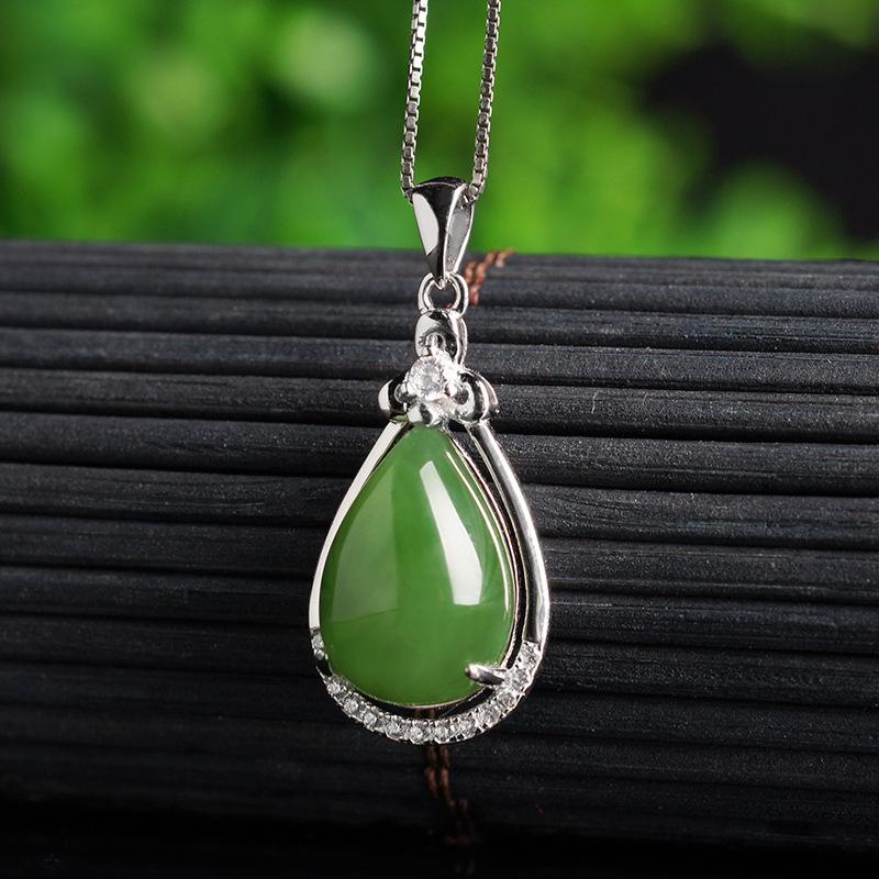 Tancise 925 Sterling Silver Colier Clasic Femei Jad Pandantiv Zircon Cadou de modă