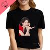 Korea Famous Star Jang Wonyoung Portrait Fans Shirt Trendy Casual Popular Fashion Pure Cotton Short Sleeve Camisa Y2k Clothes