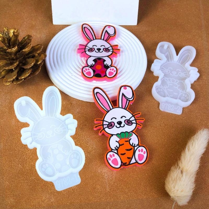 Niedlicher Osterhase Schlüsselanhänger Silikonform Individualisierter Hasen Schlüsselanhänger Resinform Großartig für DIY-Projekte zum Osterthema