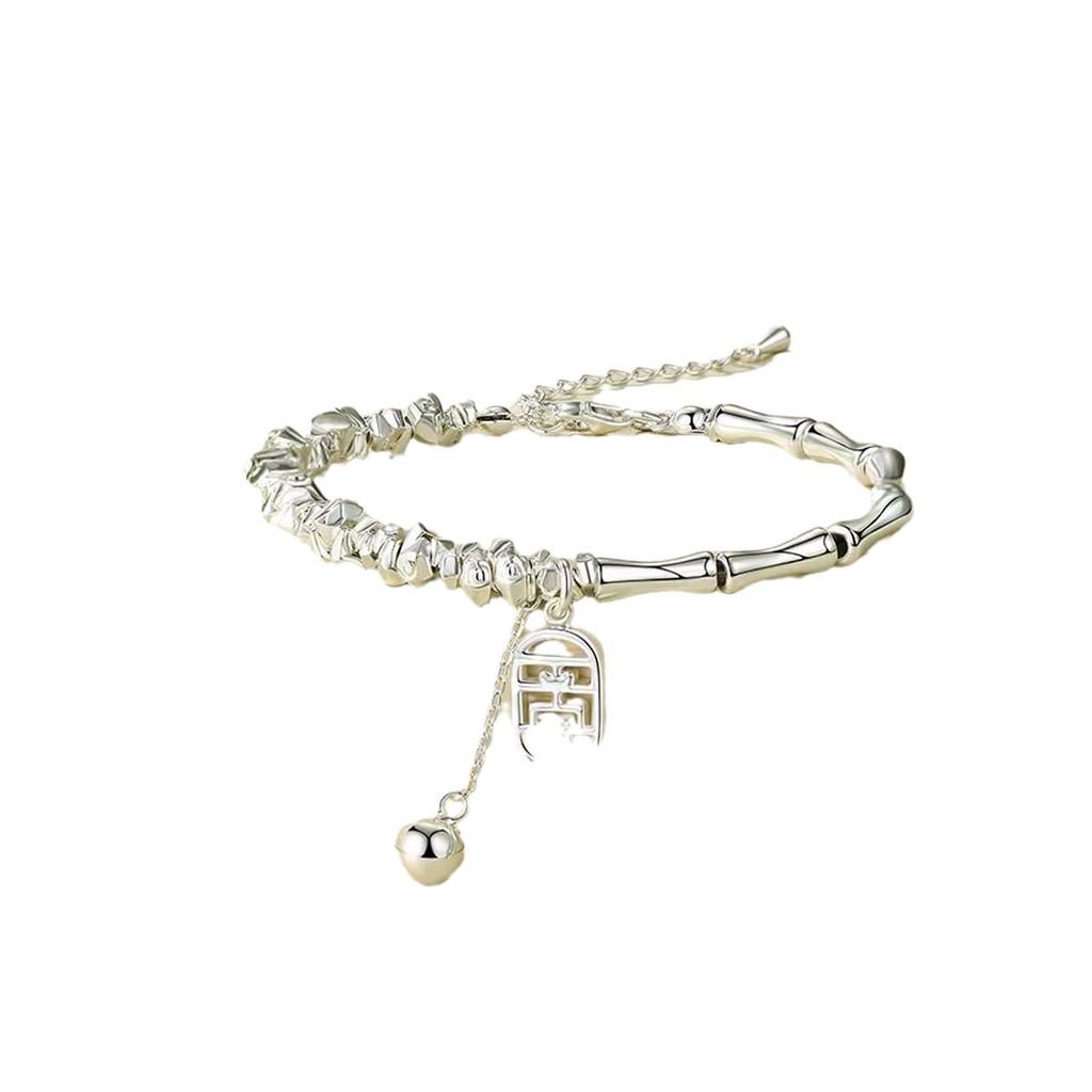 Bamboo Brings Peace Silver Bead Bracelet for Women2025New Solid Bamboo Joint Women's Light Luxury Niche Exquisite Jewelry for Lovers
