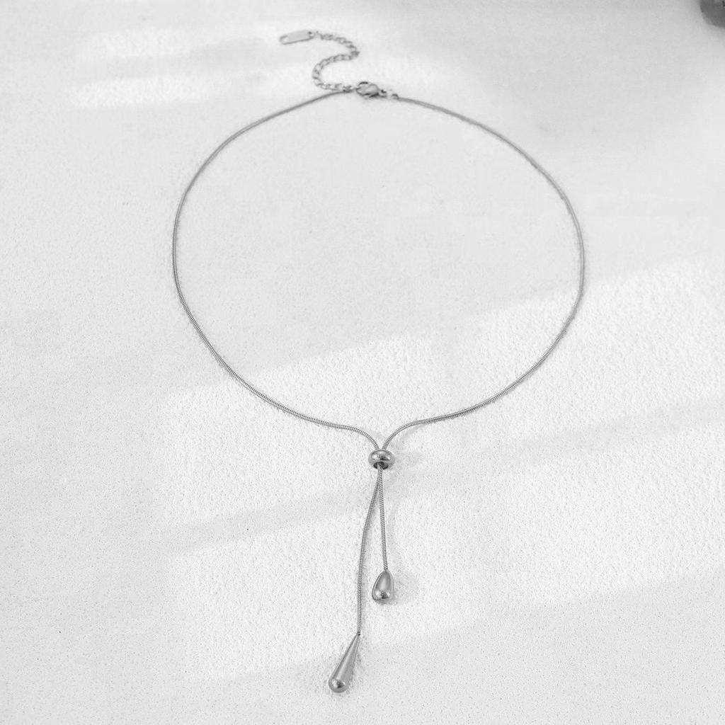 Minimalist Titanium Teardrop Pendant Necklace & Earrings Set