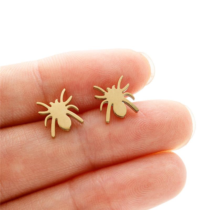 Simple T Bar Stud Earrings for Women Small Animal Ear Studs Punk Dove Leaf Dragonfly Spider Earings Fashion Jewelry Pendientes