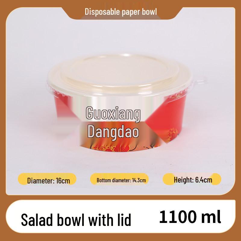 Cheng Yuan Thickened Waterproof and Oil-Proof Round Kraft Paper Food Container with Lid for Takeout and Salad Packaging