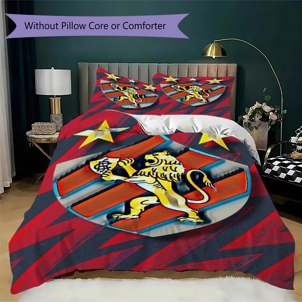 Genoa CFC Pattern Bedding,Quilt Set Quilt Cover Pillowcase Home Birthday Gift(1 * Duvet Cover + 2 * Pillowcase, Without Core)_lx