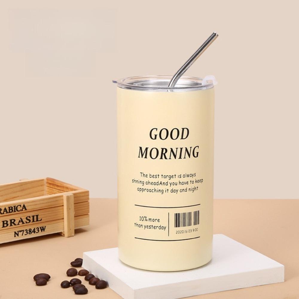 320ml/600ml Stainless Steel Water Bottle Portable Coffee Cup Thermos with Straw Suitable for Office Outdoor and Home