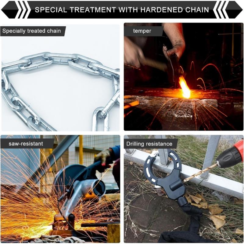 Motorcycle Reinforced Chain Lock Handcuff Lock with 3 Key for Scooter, Heavy Duty Electric Scooter Lock, Bicycles Lock