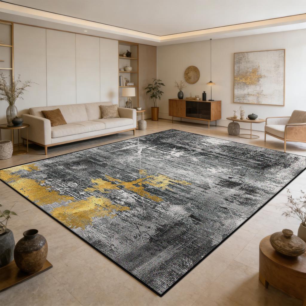 Abstract Decoration Large Area Living Room Rugs Ink Wash Light Luxury Washable Carpet for Bedroom Dining Room Non-slip Foot Mat