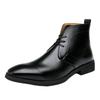 Lederstiefel Herbst und Winter neu Herren Mittelhoch Schnürstiefel Herrenstiefel Mode Britischer Stil Business Kurzstiefel