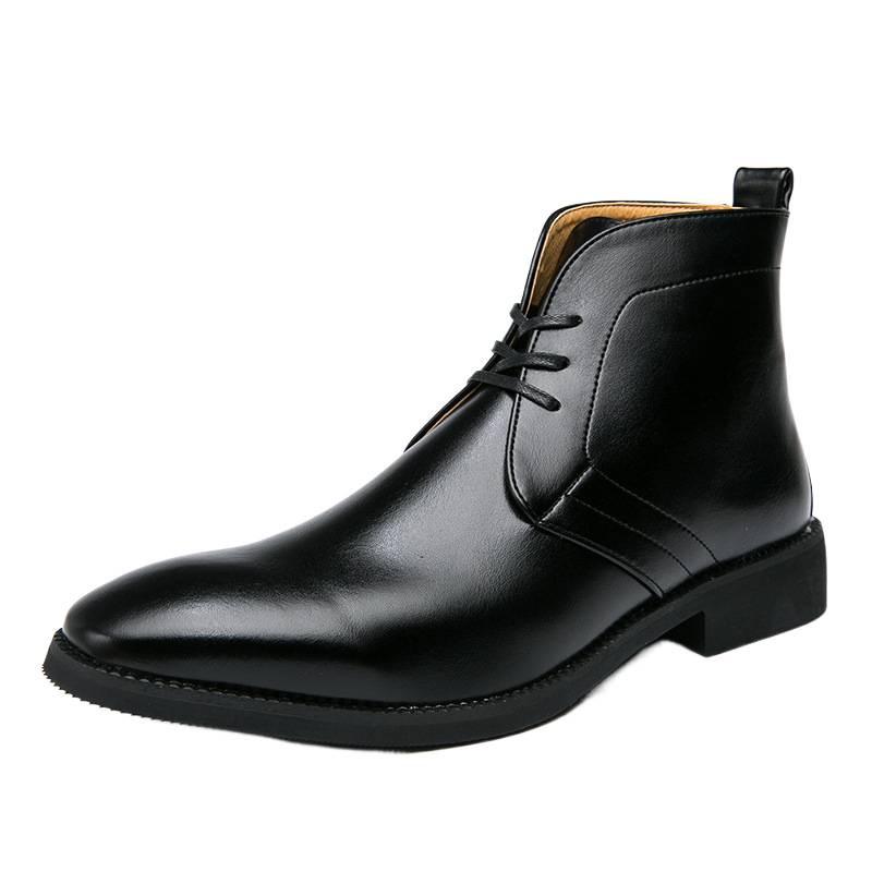 Lederstiefel Herbst und Winter neu Herren Mittelhoch Schnürstiefel Herrenstiefel Mode Britischer Stil Business Kurzstiefel