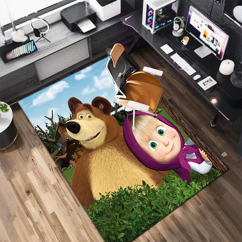 Russian animation Masha and the Bear Fairy Tale Cartoon Carpet Soft Home Living Room Bedroom Door Mat Outdoor Picnic Ground Mat rug T1