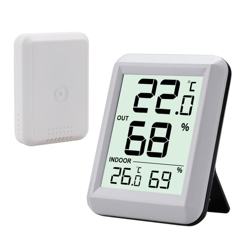 Termómetro Higrómetro Inalámbrico Habitación Bebé Pantalla LCD Digital Monitor de Temperatura y Humedad Estación Meteorológica Interior Exterior Sensor -40C