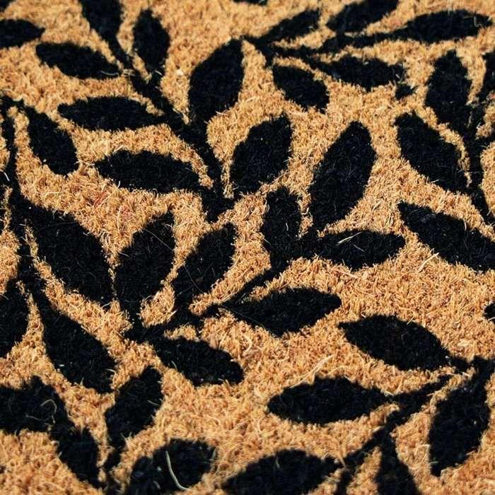 Coconut Fiber Doormat Natural Black Twig Pattern 60x40