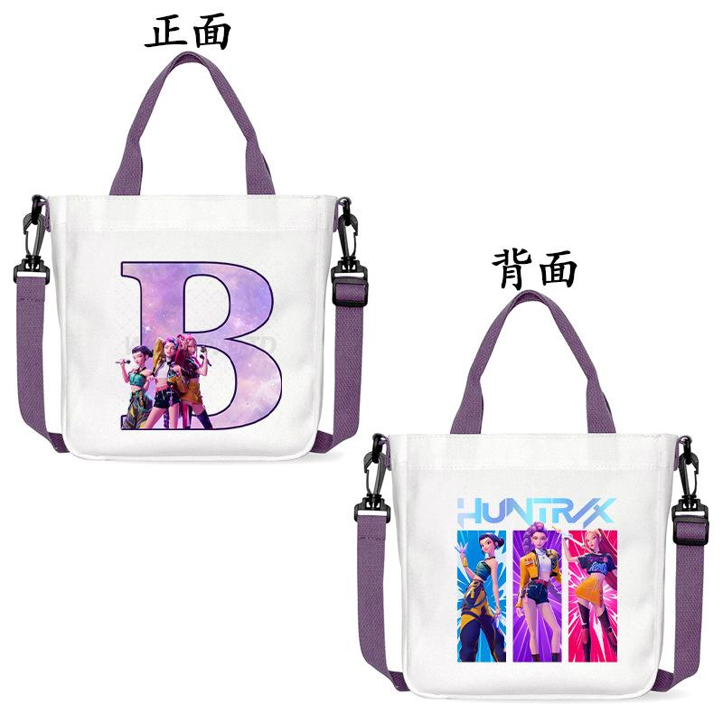 Anime Cartoon Letter Shoulder Bag Versatile Commuter Handbag Large Capacity Student Canvas Bag