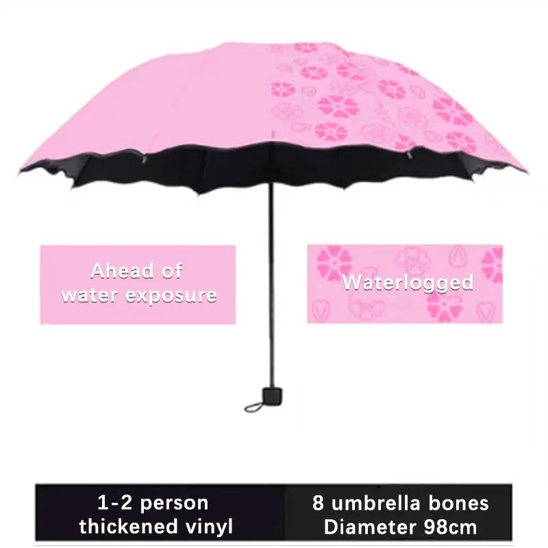Red Leaf Portable Manual Folding Umbrella Flowering Umbrella In Water Black Glue Coated Light Weight UV Umbrella