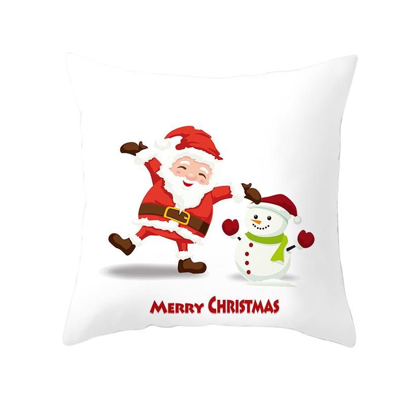 Cartoon Christmas Peach Skin Pillow Cover New Sofa Cushion Cover Square Cushion Pillow Cover