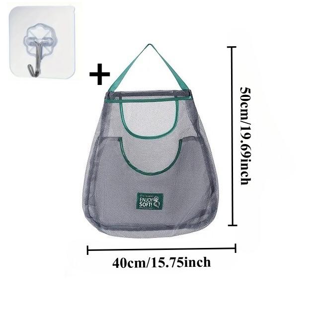 1PC Reusable Hanging Mesh Storage Bag – Kitchen & Household Organizer for Ginger, Garlic, Potatoes, Onions (Single/Double Layer)