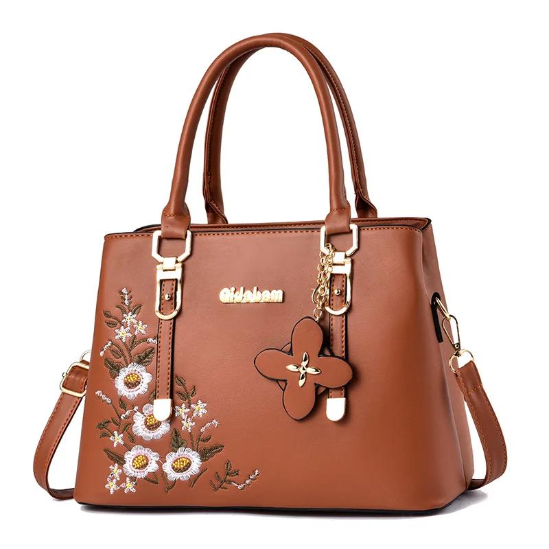 New Women Small Embroidery Flower Handbag Fashi Brand Crossbody Bags Sac A Main Femme De Marque Luxe Cuir Totes