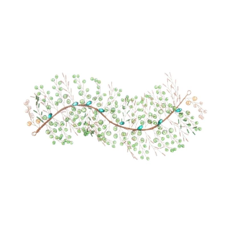 

Bridal Hairband Green Crystals Gold Design Long Wedding Hair Accessory For Classical Ceremonies 1