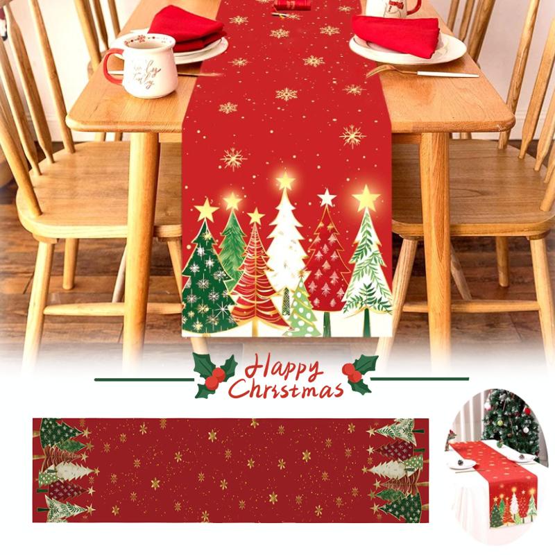 Christmas Table Runner Merry Xmas Home Decoration Ornament for Christmas Party Dinner Happy New Year Indoor Table Decor Accessory Supplies
