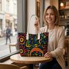 Ethnic Graffiti Large Tote Bag Casual Shoulder Bag for Daily Shopping