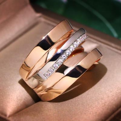 1PC Fashionable Hollow Alloy Ring with A Middle Layer Inlaid with Zircon, Suitable for Daily Gift Giving, Simple and Comfortable