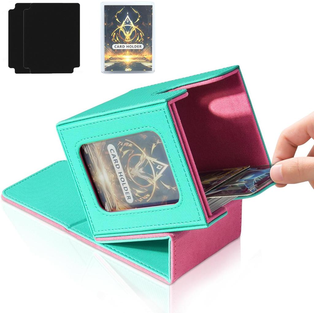 100+ Load Trading Card Deck Box for MTG Commander Display with 2 Dividers Game Sports Card Storage Box PU Magnet Deck Case