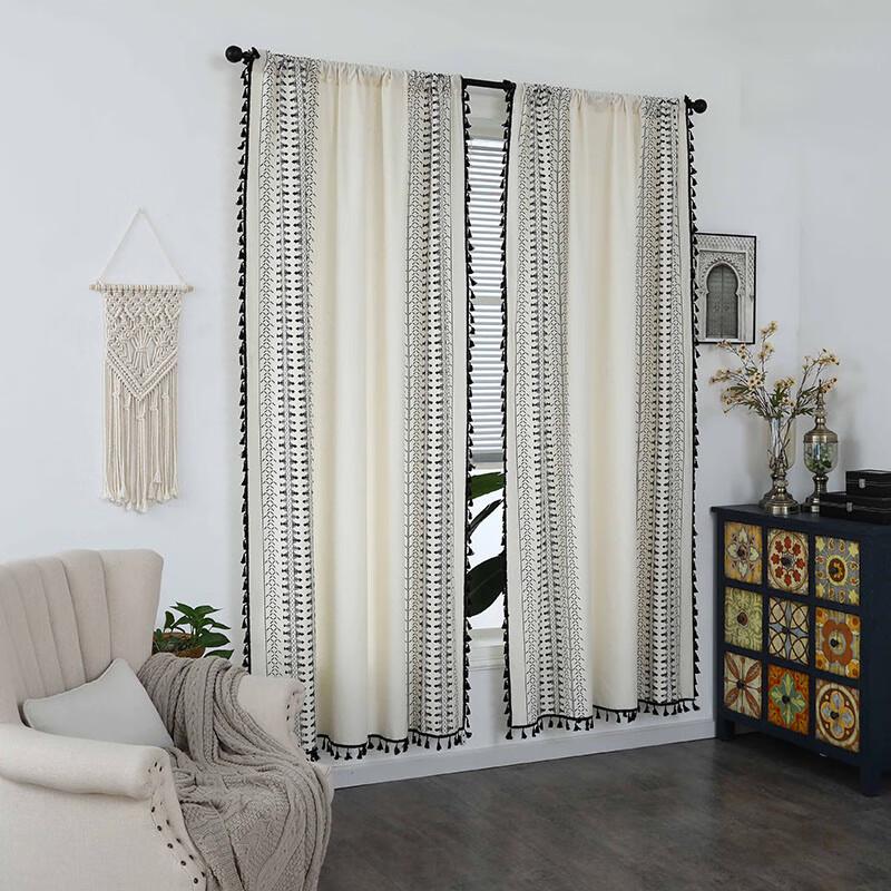 Jingga Farmhouse Printed Semi-Blackout Rod Pocket Curtain