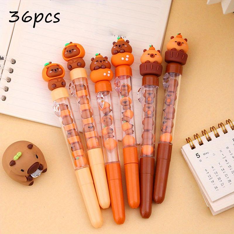 36pcs Capybara Beaded Gel Pen Capybara Clothing Modeling 0.5mm Black Ink Press Pen Students Friend Gift - Creative and Fun Pen Set