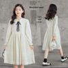 Girls' Lace Princess Dress with Long Sleeves and Mesh Skirt for Spring