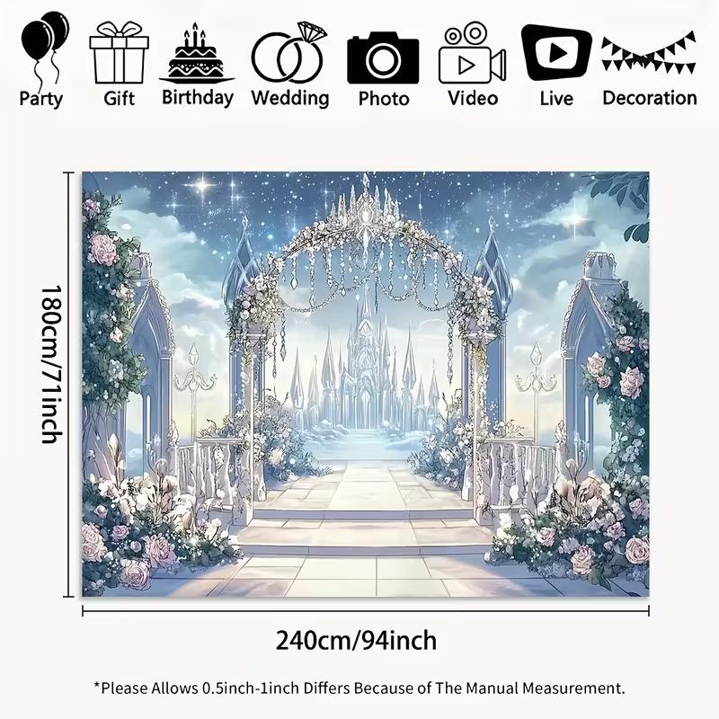 2D Ice Castle Fairy Tale Backdrop for Wedding & Engagement Parties
