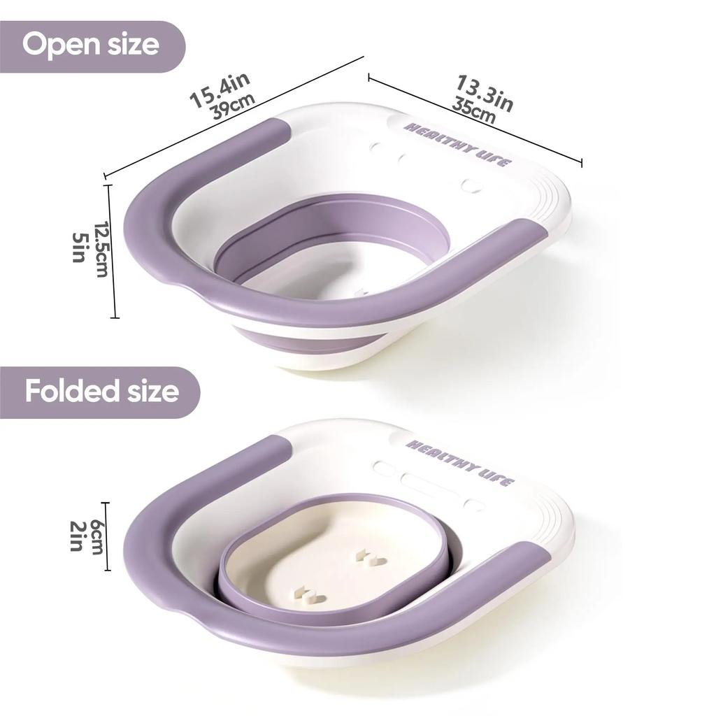 Foldable Toilet Sitz Bath Soaking Basin Ergonomic Design Portable for Pregnant Women and Hemorrhoid Patient Treatment Care