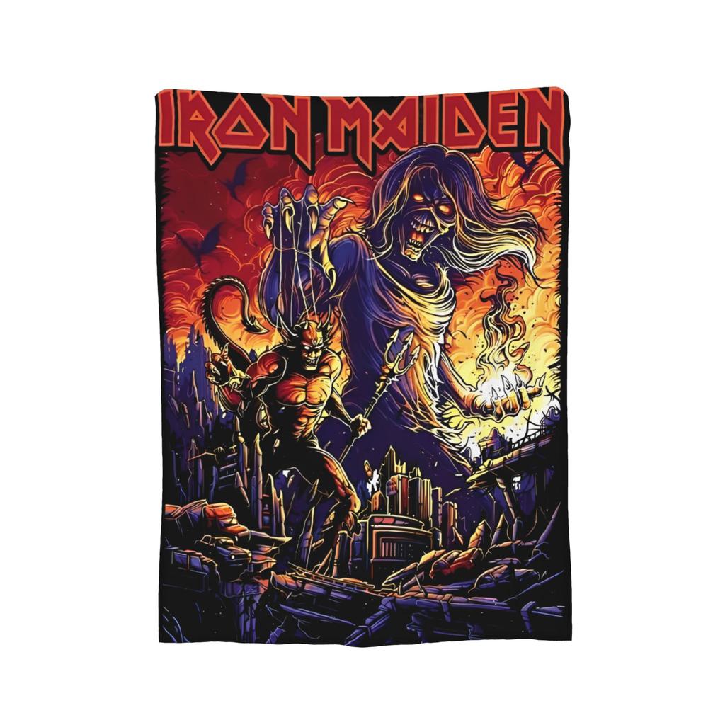 Rock I-Iron M-Maidens Deky Flanelové Letní Klimatizace Heavy Metal Hudba Přenosné Super Měkké Přehozy Přikrývky