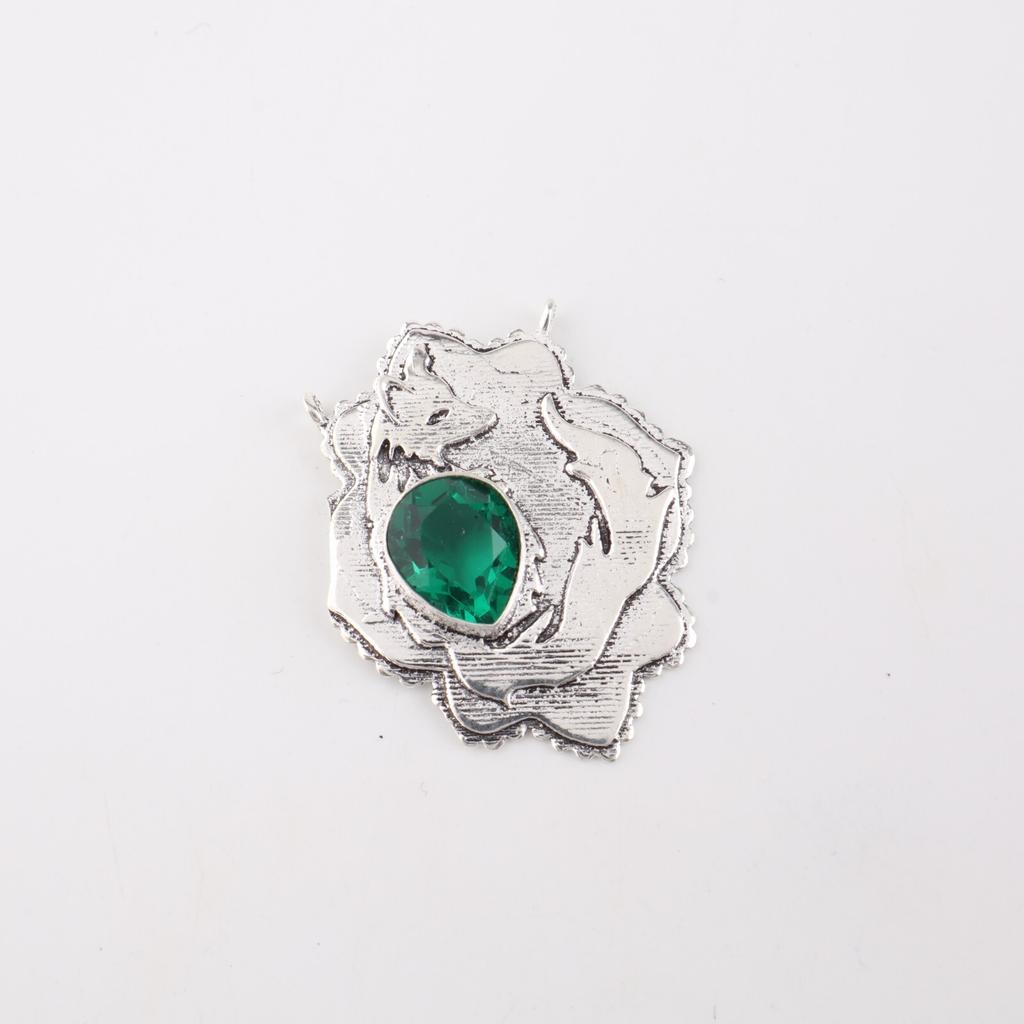 Chrome Diopside Gemstone 925 Sterling Silver Jewelry Pendant 1.29" Gift For Wife CP-32-9