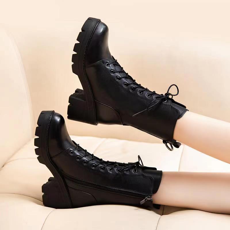 Fashion New In Soft Leather Fleece-Lined Zipper Mid Calf Shoes Woman Designer Luxury Waterproof Fashion 2025 Half High Boots for Women