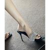 French temperament stiletto high heels women's rhinestones with cool slippers and sexy open-toed sandals