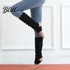 Women Knitted Leg Footless Blow Warm Warmers Pair Thickened Socks 1 Solid Color Knee