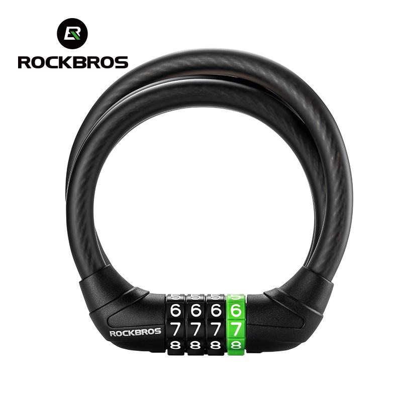 Rockbros Bike Cable Lock Mtb Road Bicycle Anti-Theft Password Lock Pvc Steel Cable Lock For Motorcycle Scooter Bike Accessories
