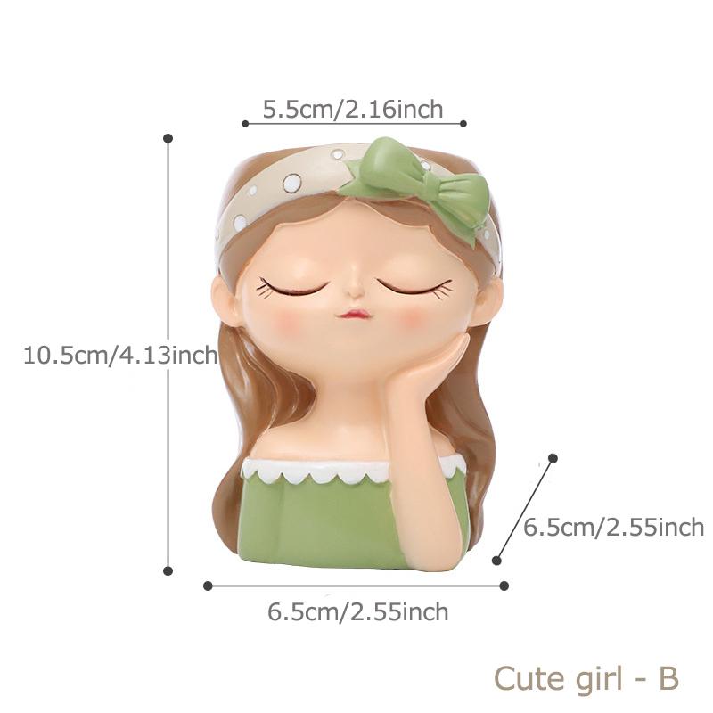 Cute Girl Flower Pot for Succulents, Decorative Planters Girls Portrait Garden Pots for Home Decor Desktop Ornamentpotsforplants
