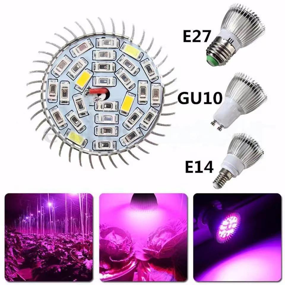 E27/E14 18W-28W Wide Voltage 110V-265V Full Spectrum Grow Light for Succulents, Flowers, Vegetables & Fruits