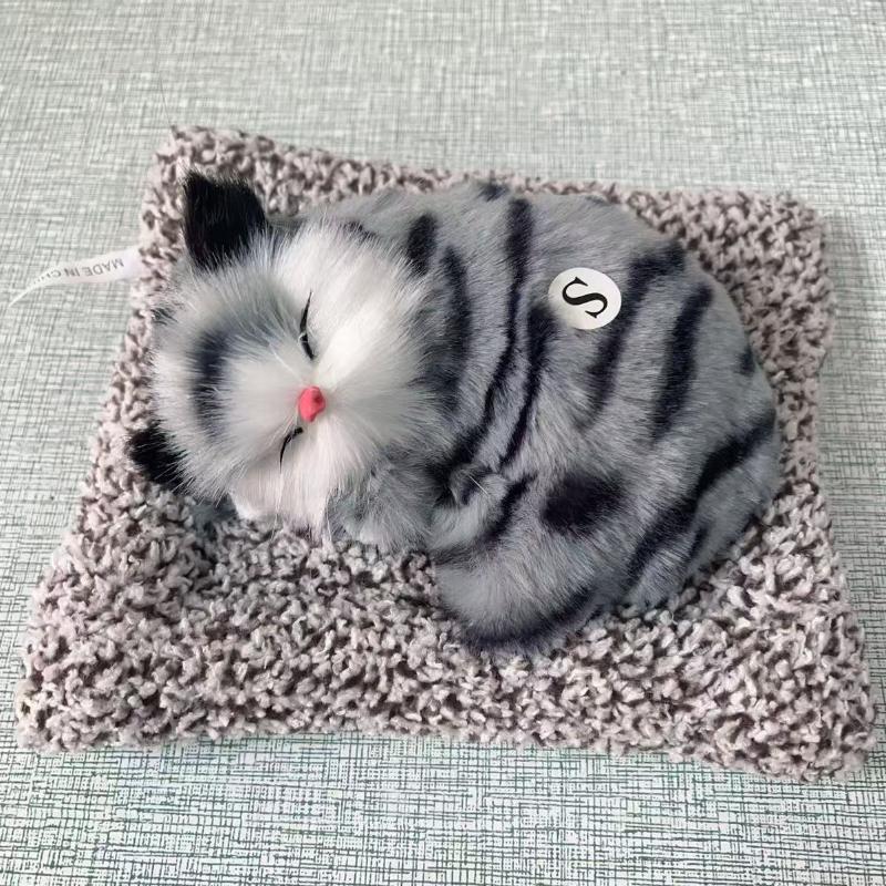 Simulated Cat Ornament With Built-in Activated Carbon Purifying Air Cute Doll Car Decor Sleeping Cat Figurine Press To Sound