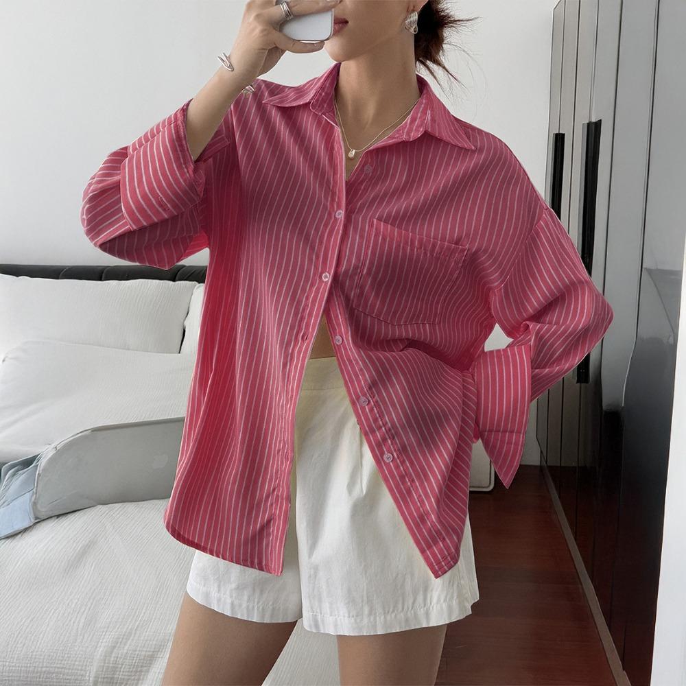 Casual Striped Long-sleeved Shirt for Women 2025 Autumn and Winter
