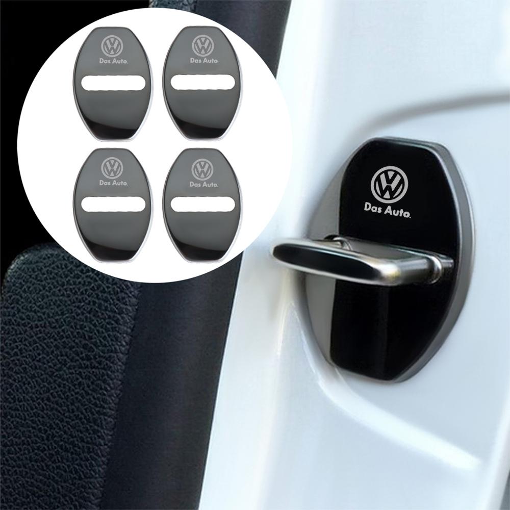 4pcs Car Door Lock Protective Cover Metal Sticker Badge for Volkswagen VW Golf 6 7 8 Passat CC 4 Motion MTM Blue Motion Caddy zg4