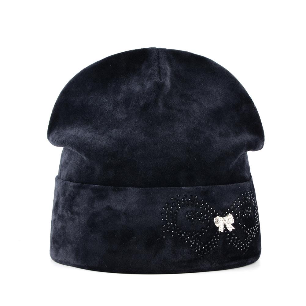 Velvet Warm Ear Protection Women's Knit Hat - Trendy Thick Winter Pullover, Solid Color