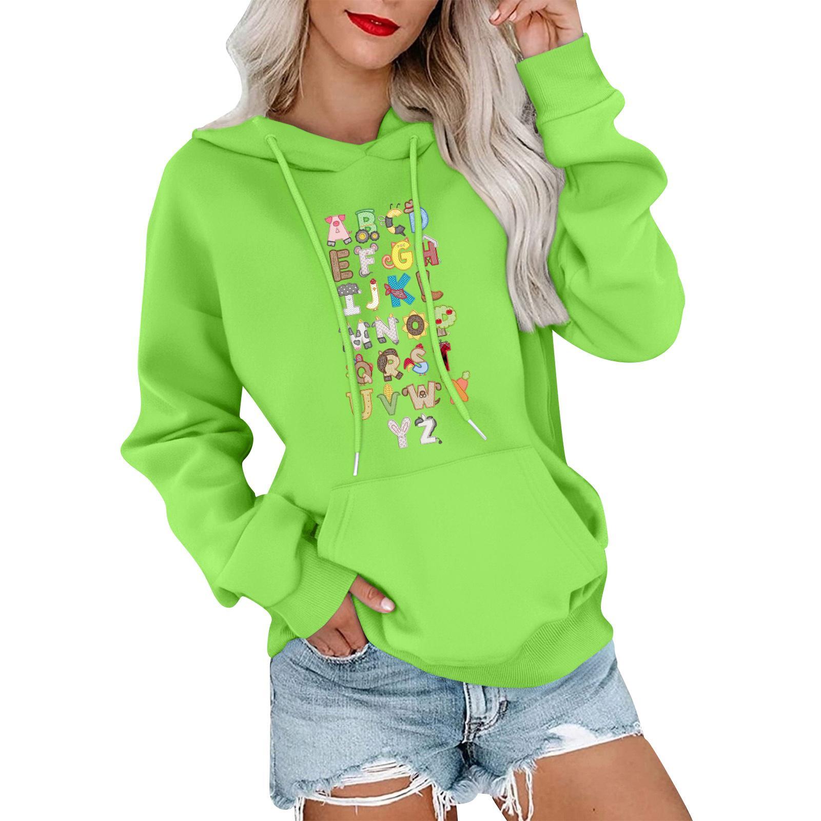 Женский повседневный удобный свитшот с капюшоном длинным рукавом и рождественским принтом L зелёный 1890₽