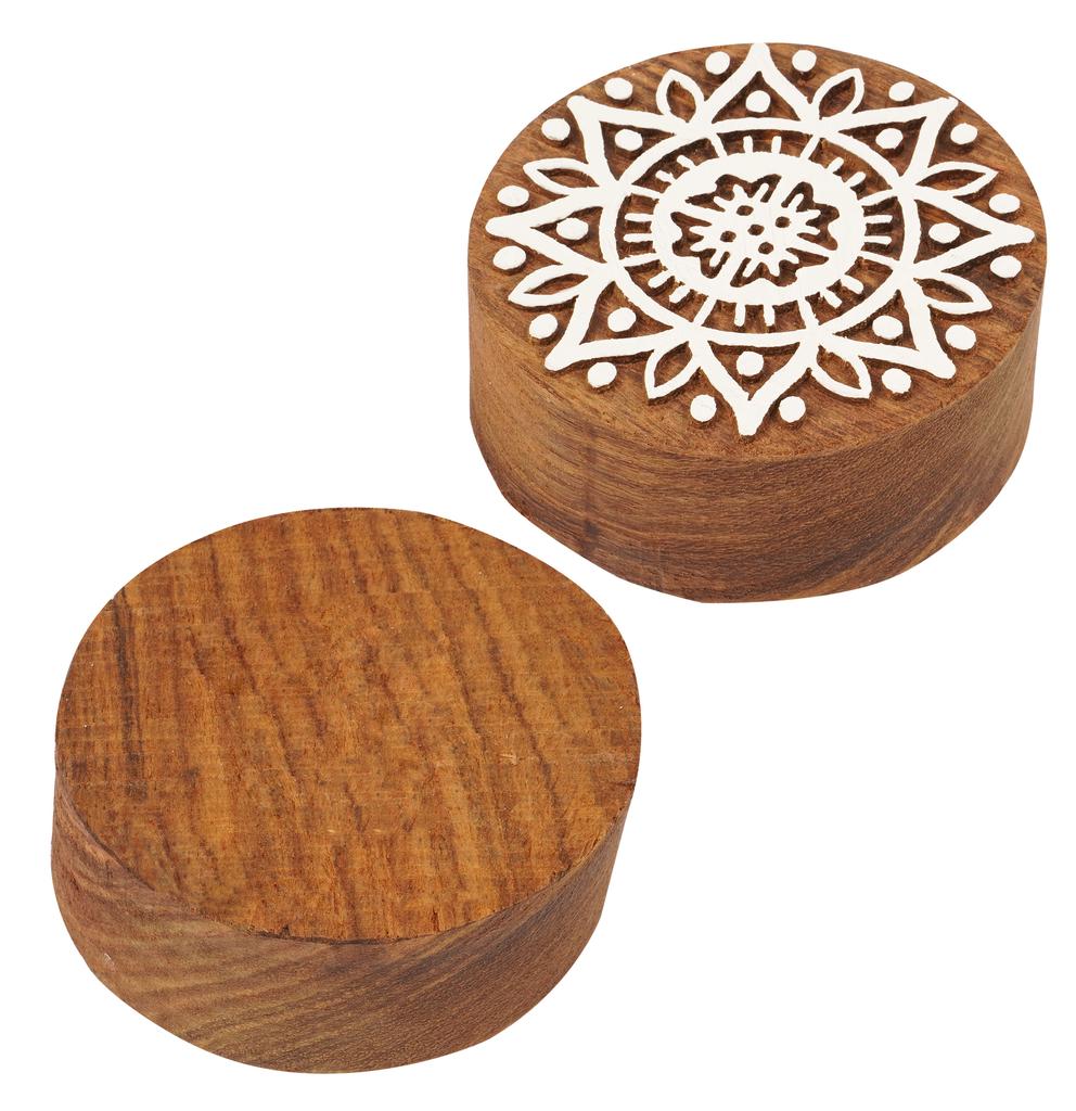 IBA Indianbeautifulart Blok do drukowania na tekstyliach Mandala ręcznie rzeźbiony drewniany stempel drewniany blok do drukowania tekstyliów do bloków ceramicznych z tkaniny- 2,5
